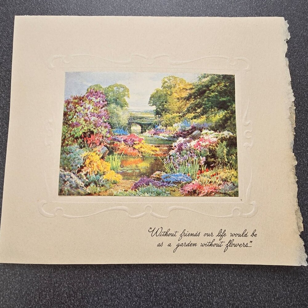 Vintage Embossed Friendship Greeting Card Garden & Poem By Dixie Willson CM2259